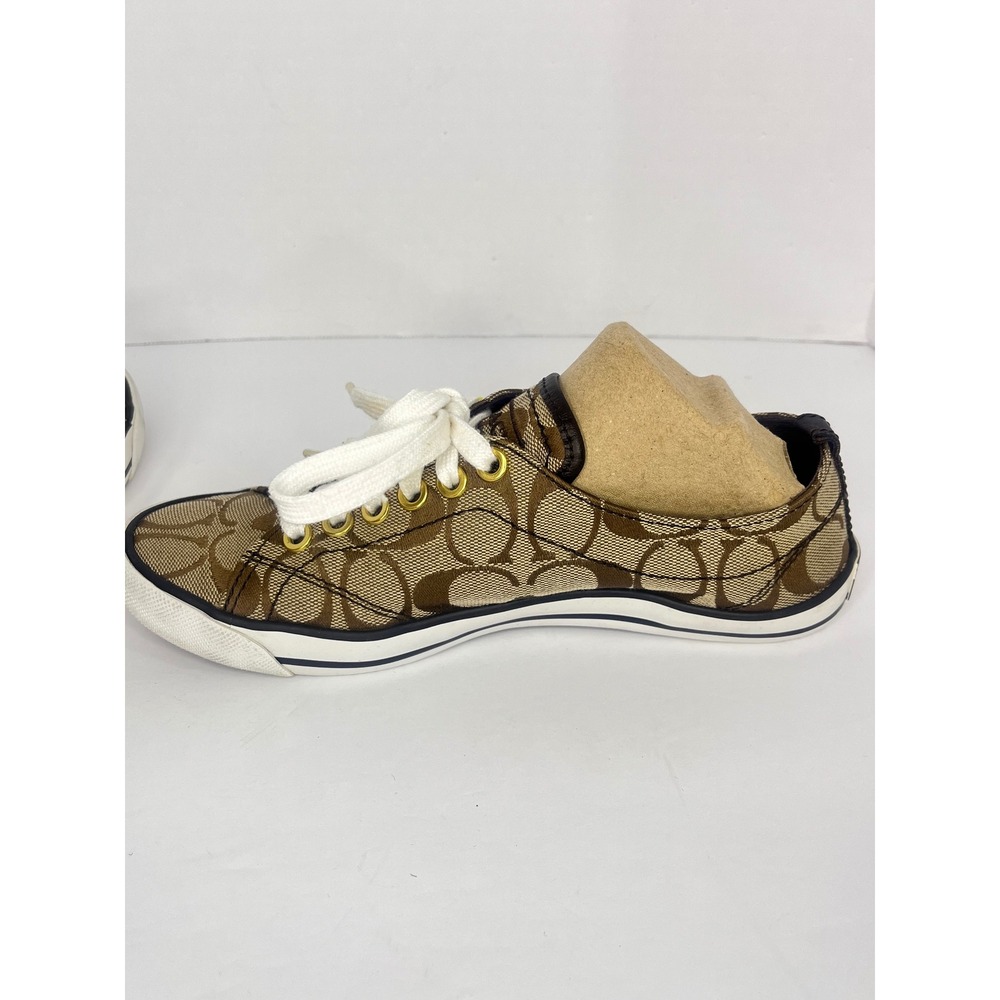 Coach Suzy Sneakers Women 6.5B Brown Signature C Canvas Monogram Low Top Shoes - Picture 5 of 16